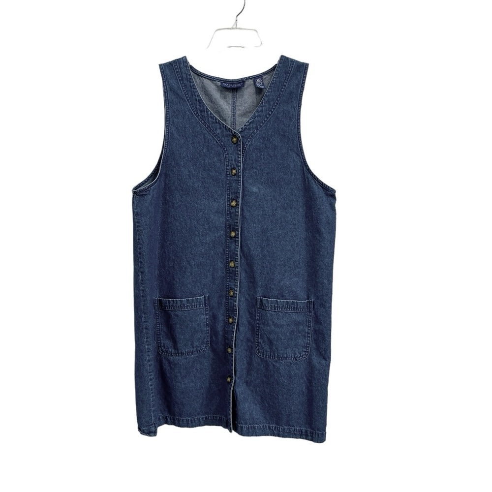 Vintage Karen Scott Women's Cotton Denim Button Front Sleeveless Dress Size M